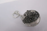 Big Silver Bird Metal Key Chain Wallet Charm Black Angry Boom Rhinestones Large - alwaystyle4you - 2